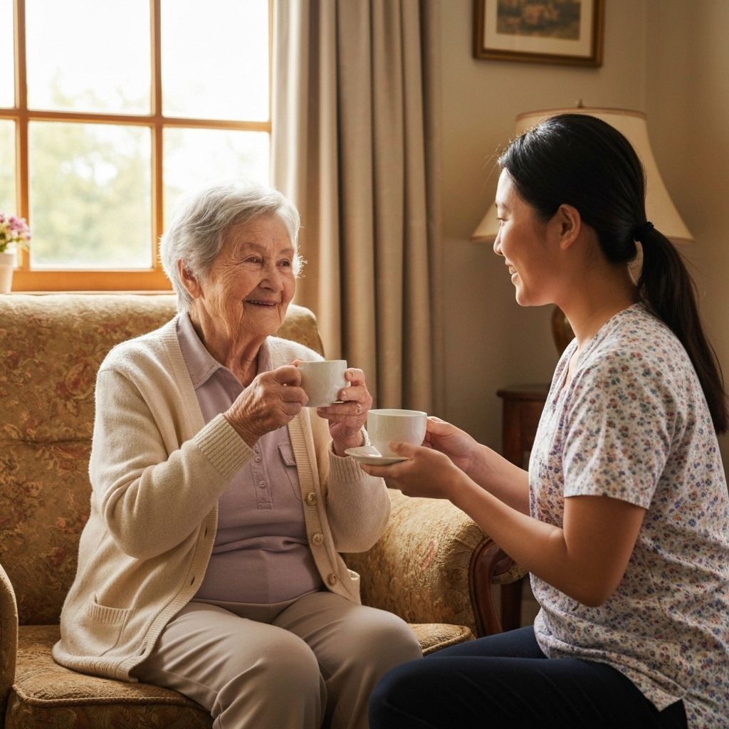 Caregiver spending quality time with senior client